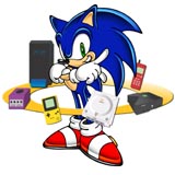 Sonic with multiple non-Sega consoles surrounding him