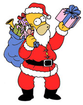 Homer Simpson dressed as Santa